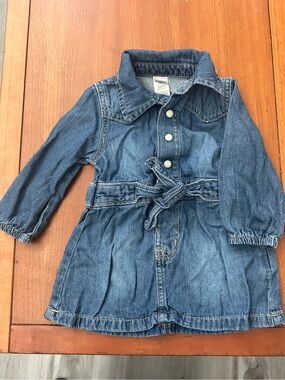 OshKosh B'gosh Classic Blue Denim Jacket Dress with Tie Waist